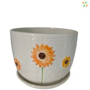 Sunflower Bliss Ceramic Planter – Set of 3