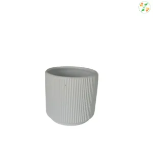White Ribbed Ceramic Plant Pot