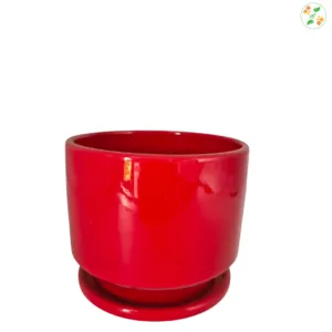 Red ceramic planter
