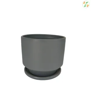 Grey cylinder planter pot