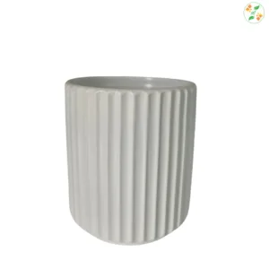 Ribbed Ceramic Pot Ivory